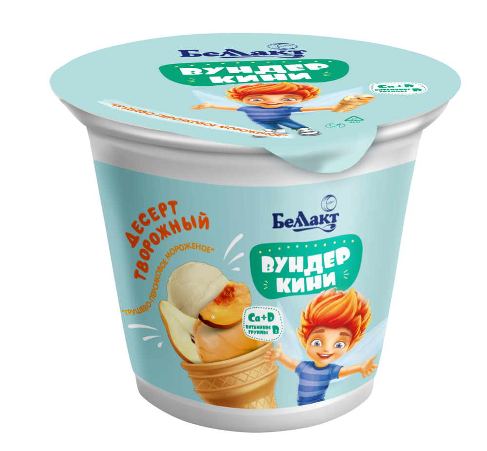 Десерт творожный с кальцием и витаминами В1,В6,D со вкусом «Грушево-Персиковое мороженое»